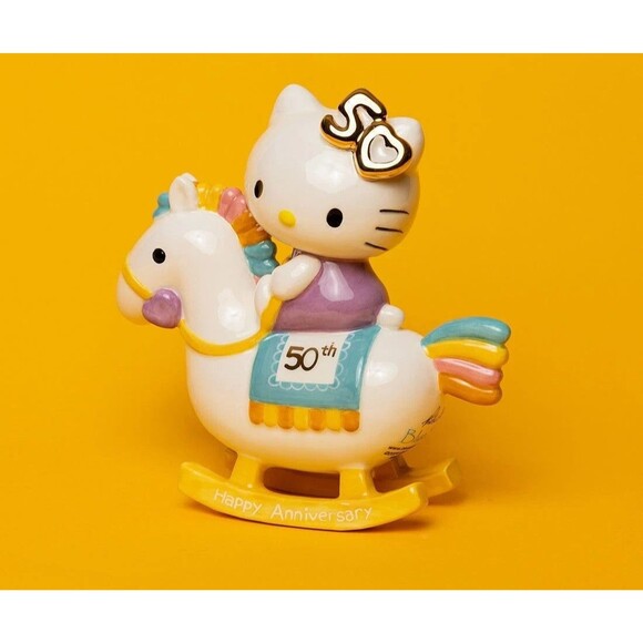 Blue Sky Clayworks Hello Kitty 50th Anniversary Rocking Horse Figurine - Picture 2 of 2